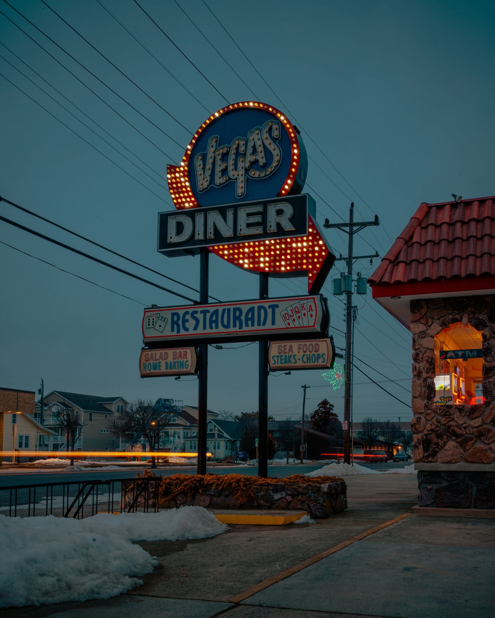 Vegas Diner in Winter Night