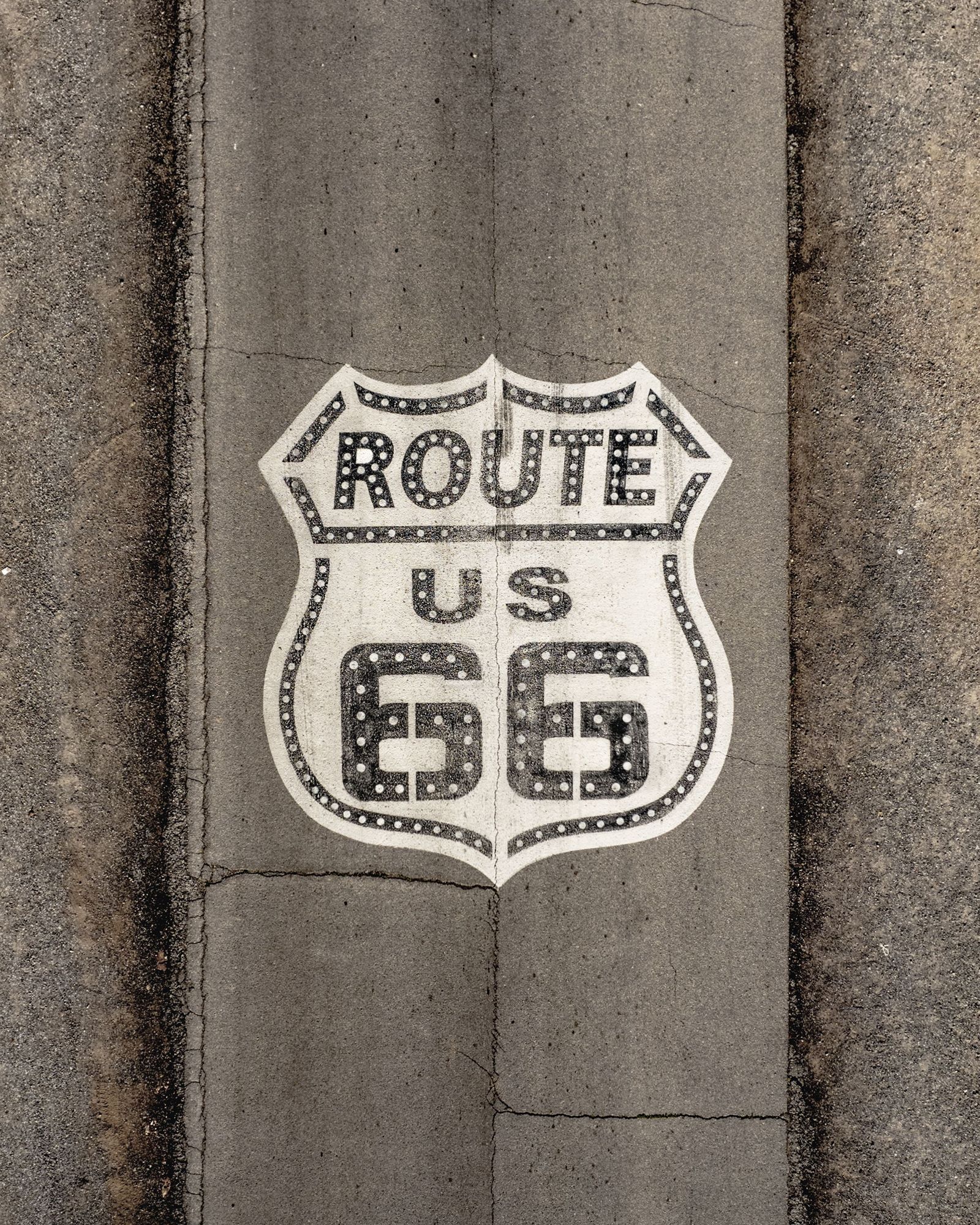 Aerial Route 66 Road Sign