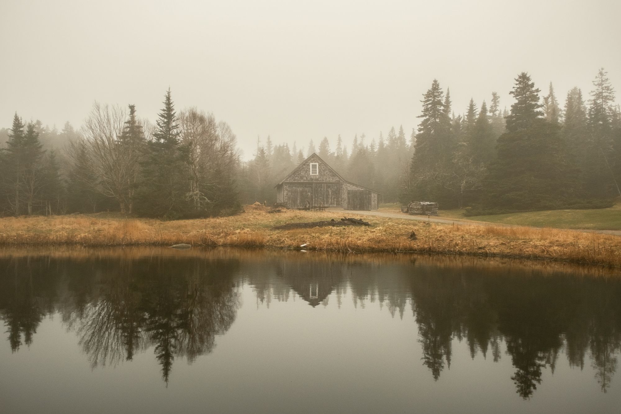 Barn in Fog, Beals Island 03