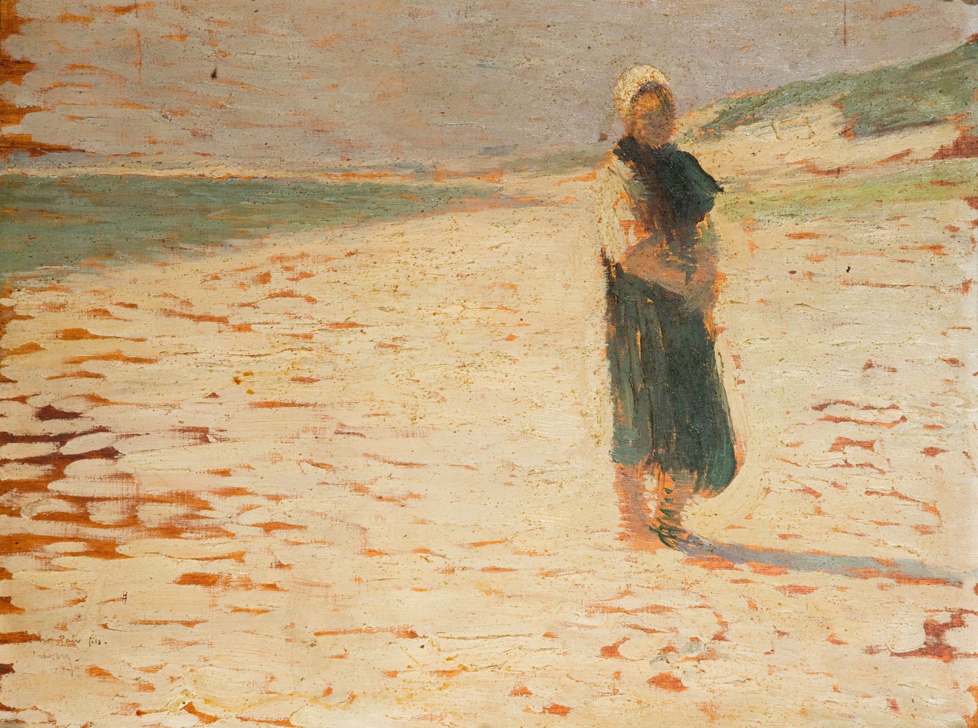 Femme en costume local debout sur une plage (1913)