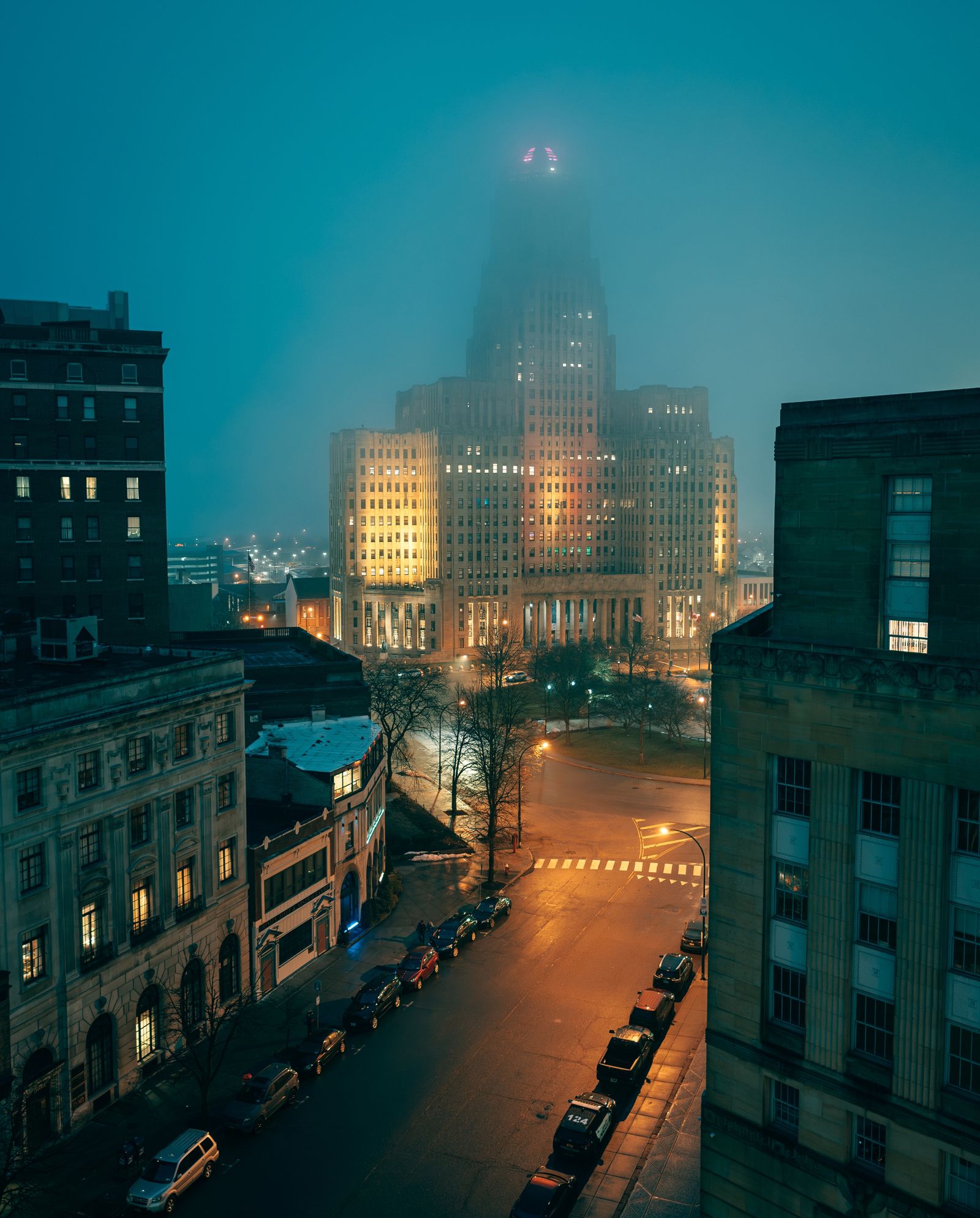 Foggy Night at City Hall, Buffalo