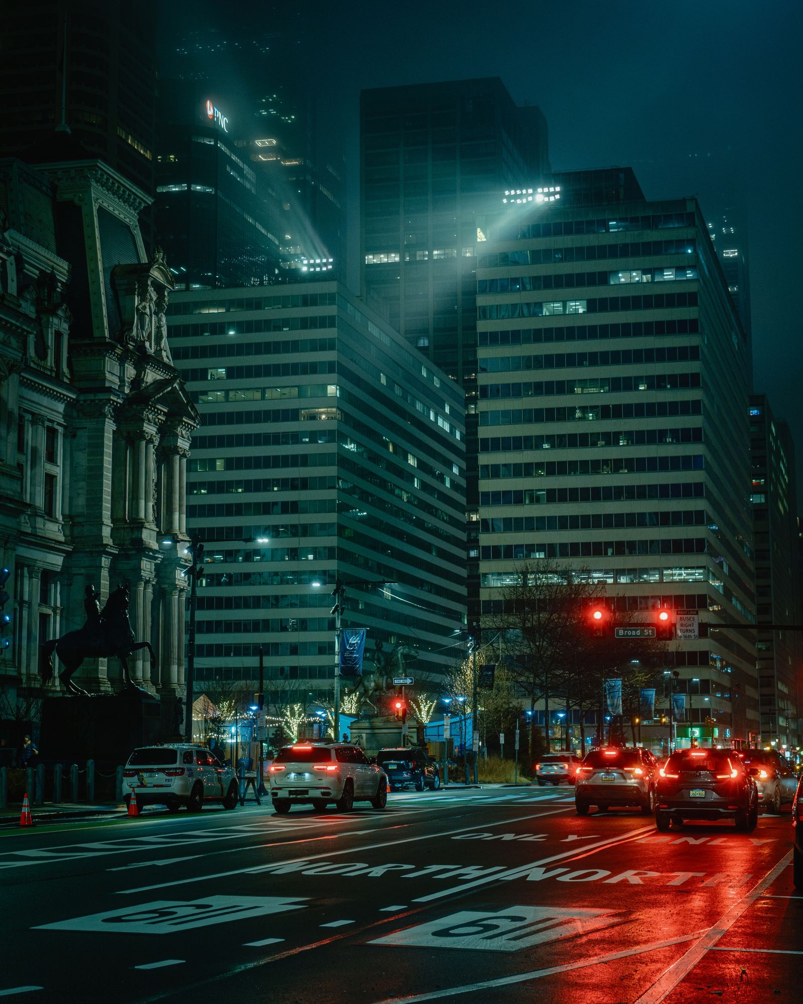 Foggy Night at Penn Square, Philadelphia