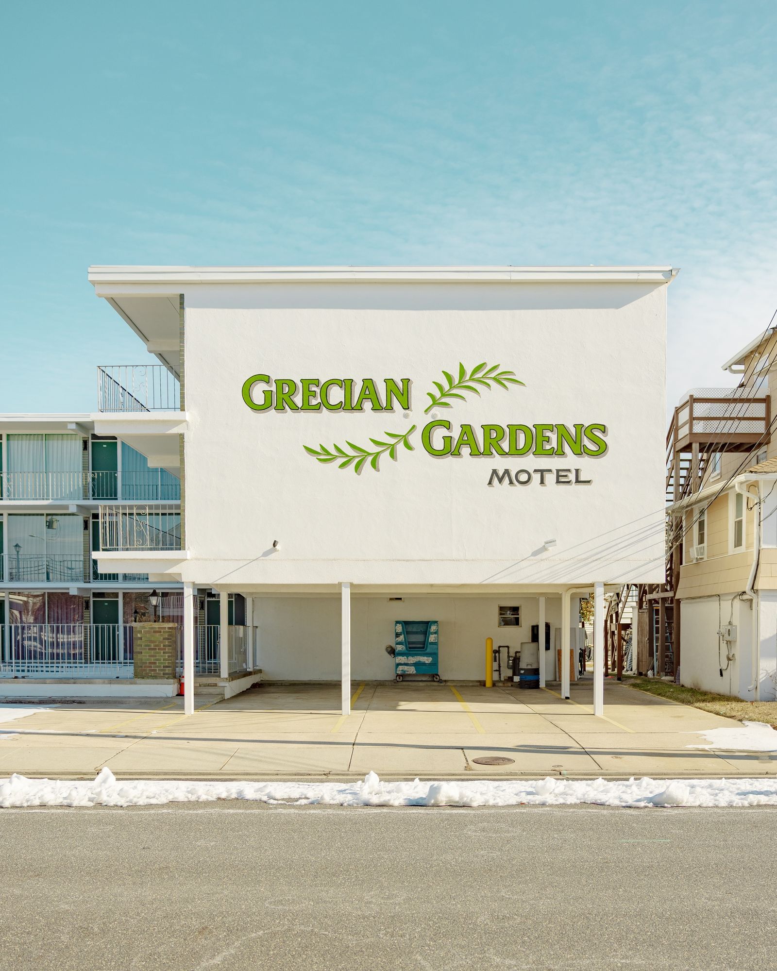 Grecian Gardens Motel in Winter
