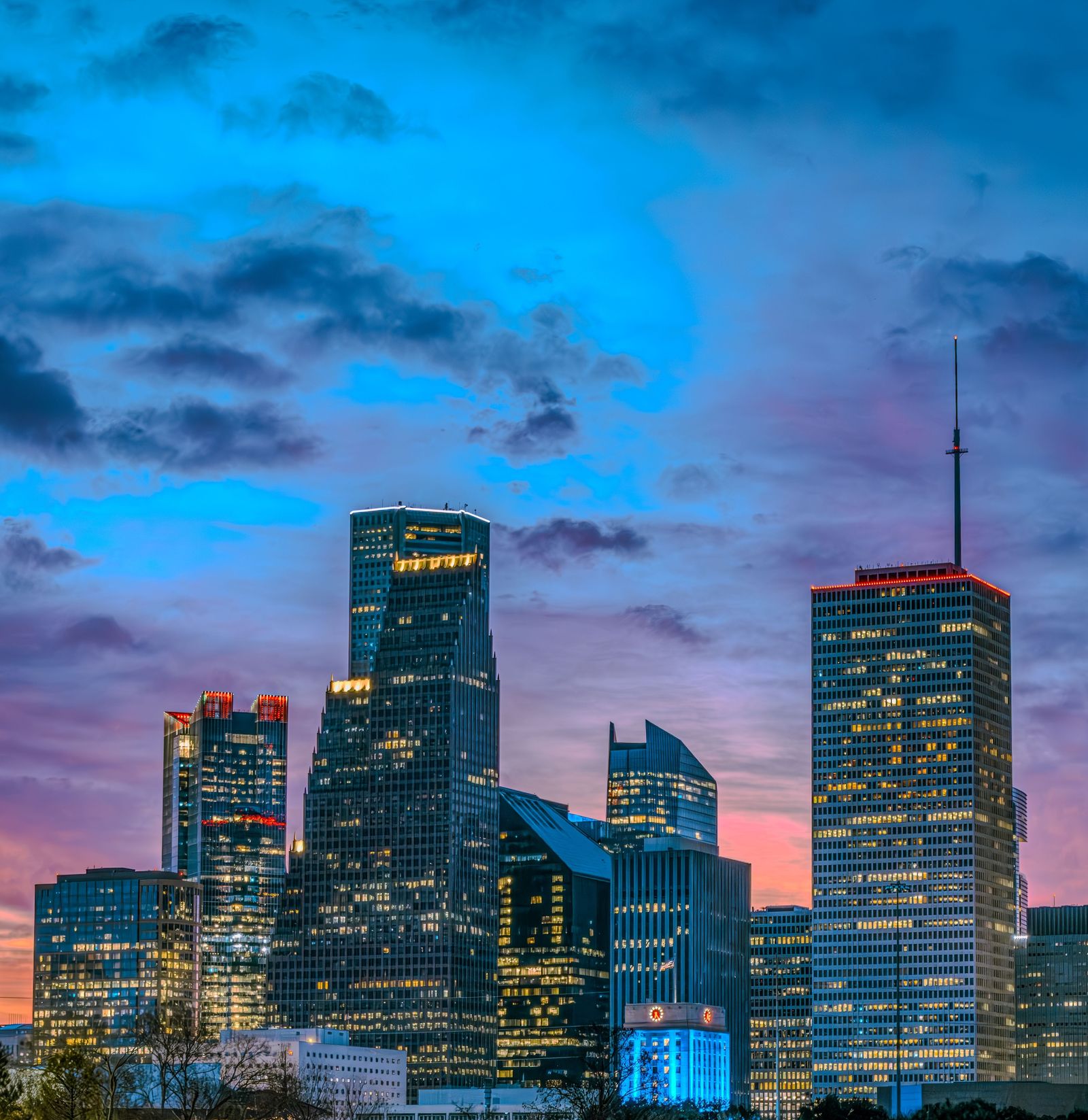 Houston downtown sunrise