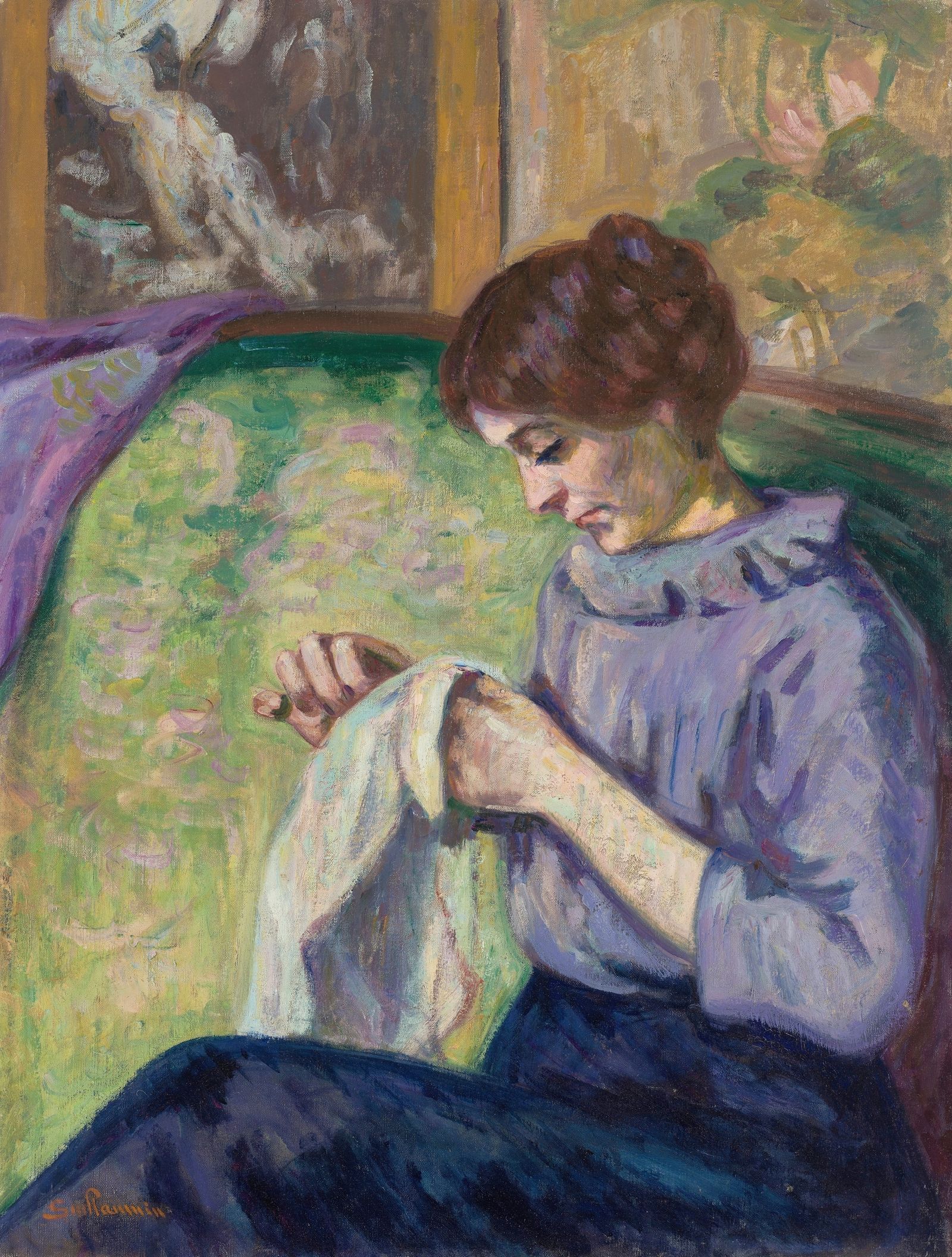 Madame Guillaumin cousant (circa 1890)