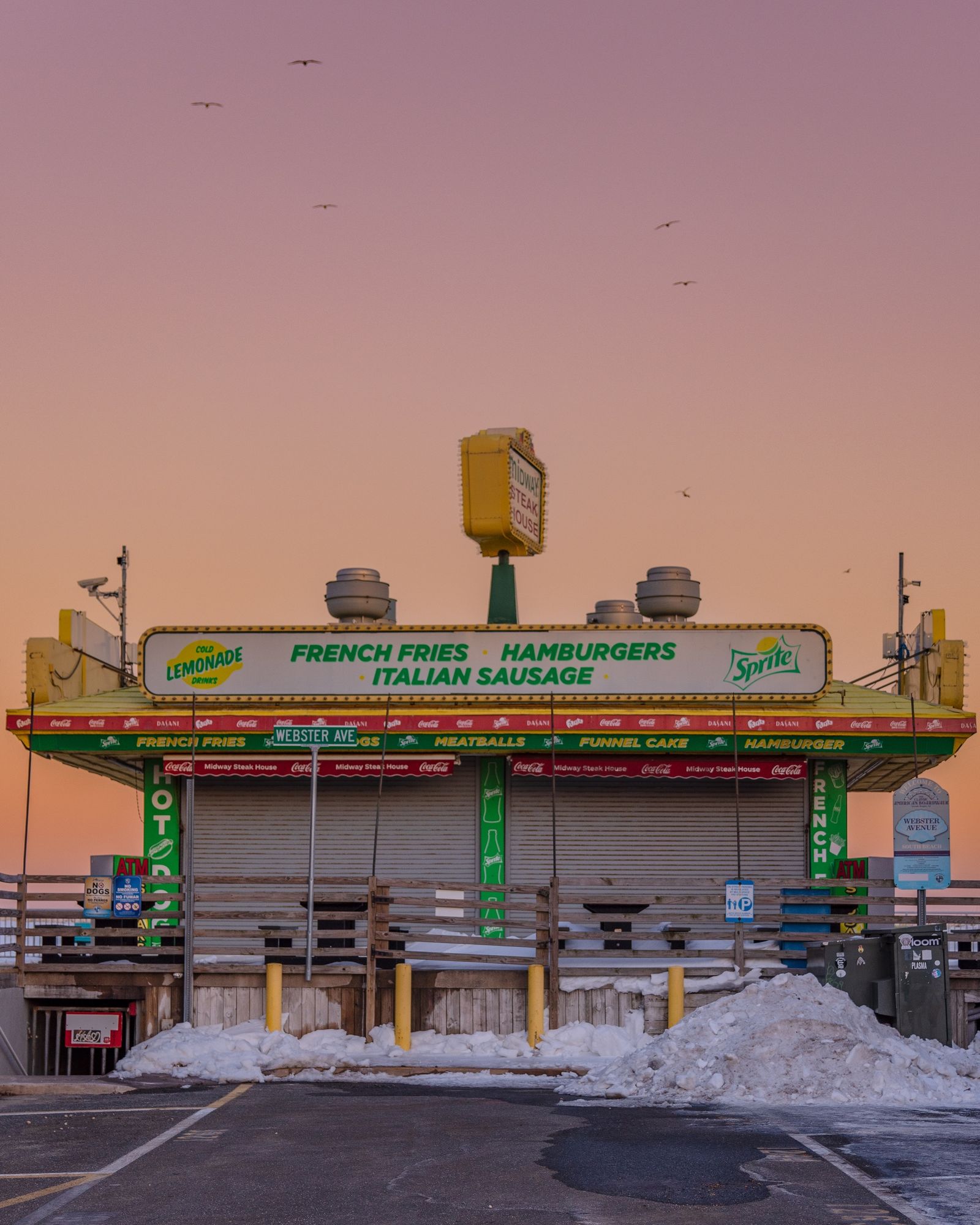 Midway Steak House in Winter at Sunrise