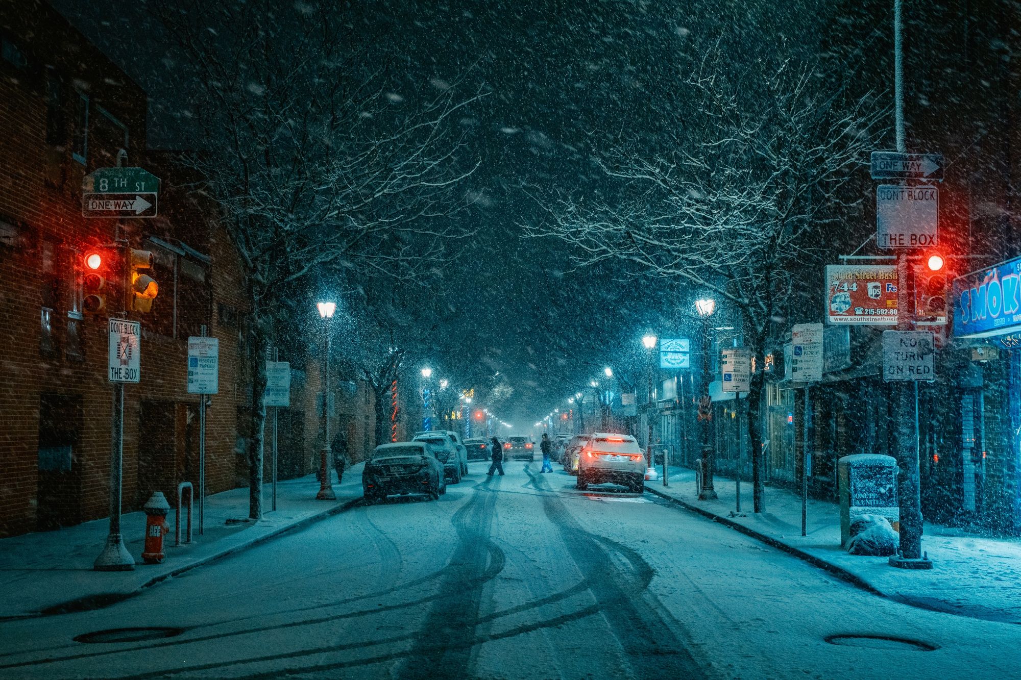 Snowy Night on South Street, Philadelphia