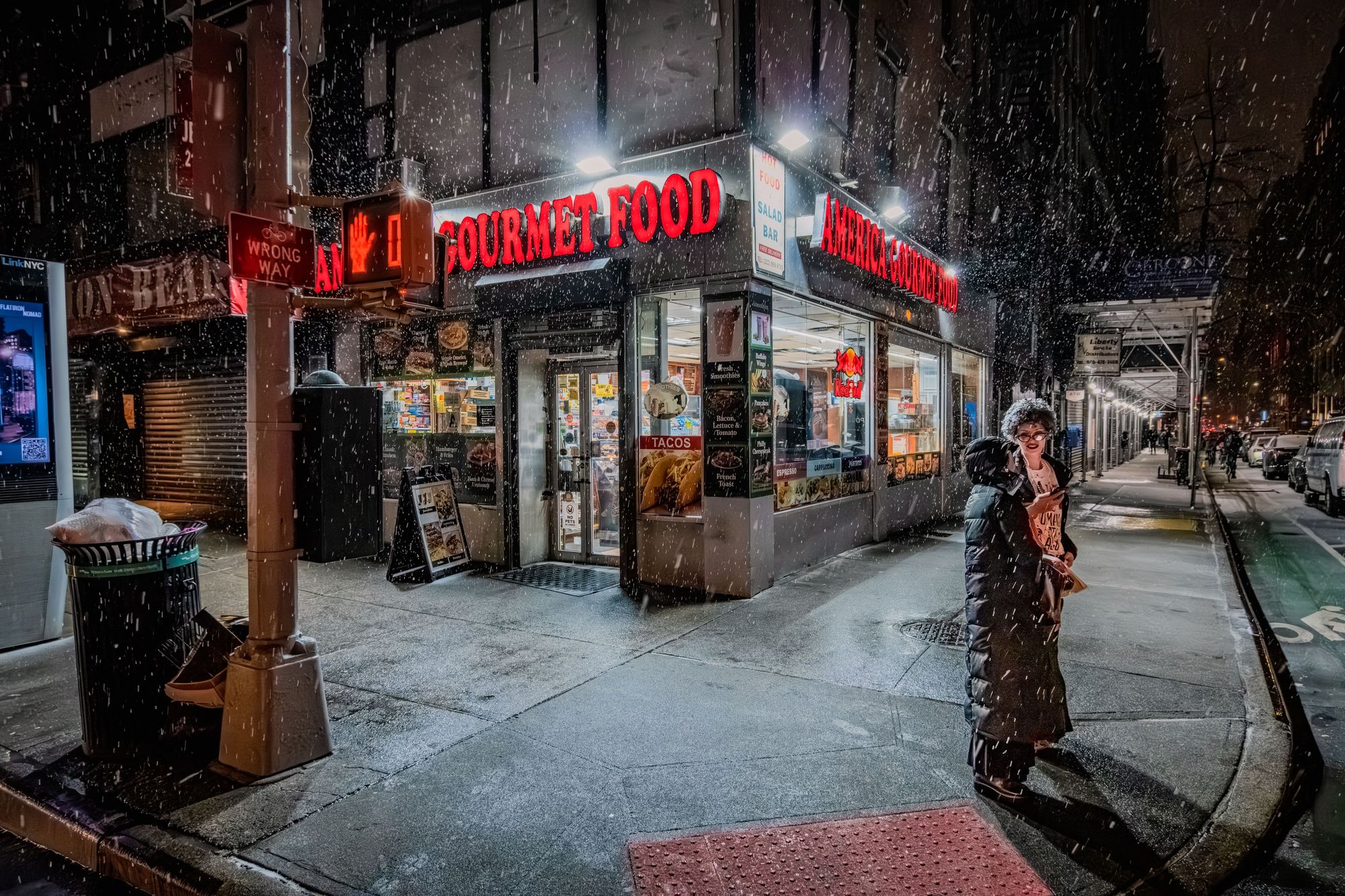 Snowy Street Corner, New York